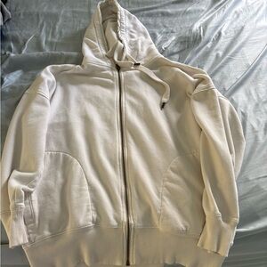 American Eagle Outfitters White Zip Up Sweater Cozy Essential